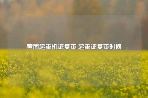 黄南起重机证复审 起重证复审时间